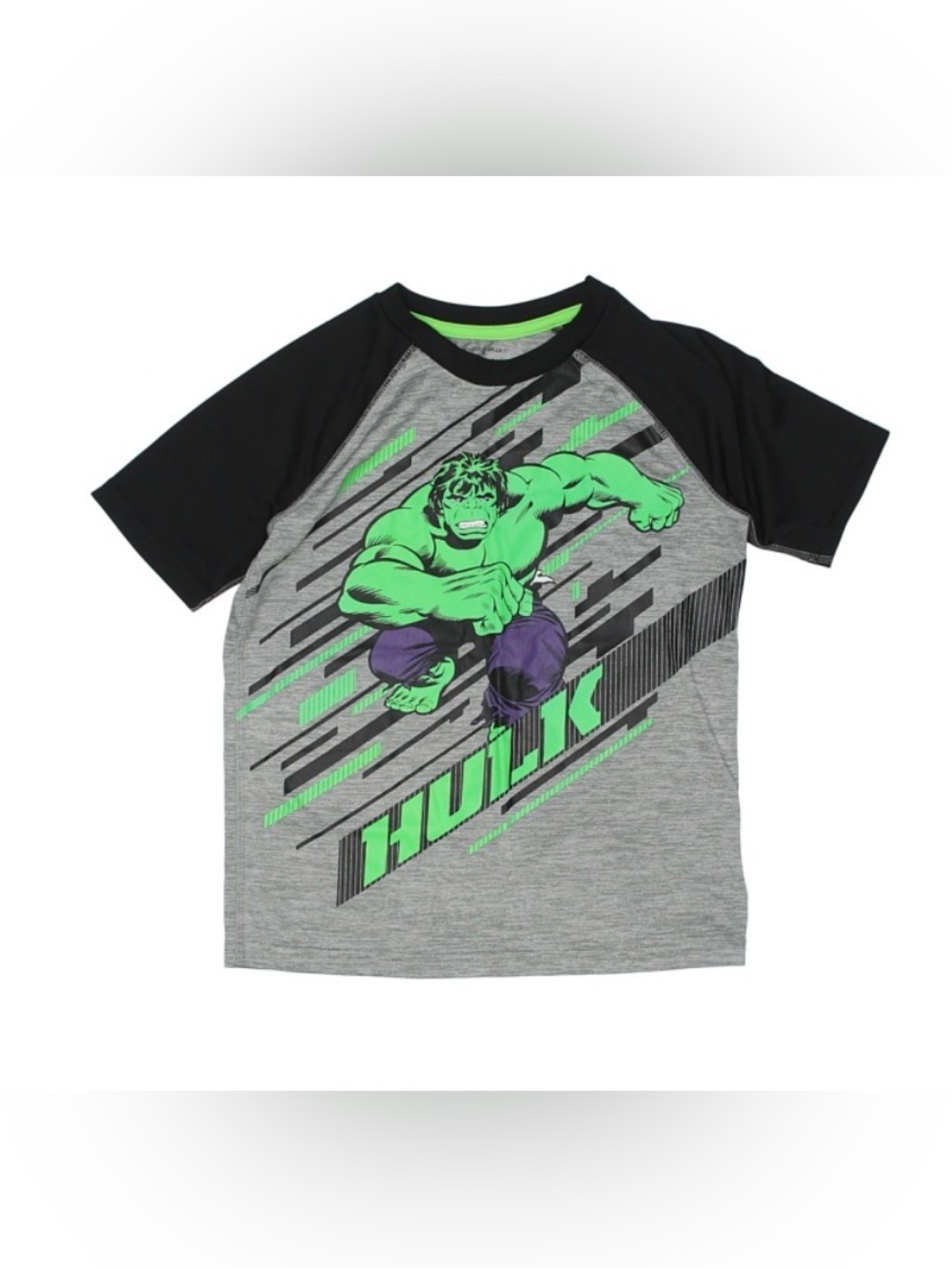 JUMPING BEANS Gray/Black/Green Hulk Graphic Raglan Tee